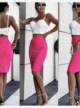 百搭性感包臀短裙半身裙一步裙弹力绷带OL气质小众bandage skirt