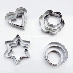 12PCS/lot Stainless Star/Heart/Flower Cookie Cutter Shape Ca
