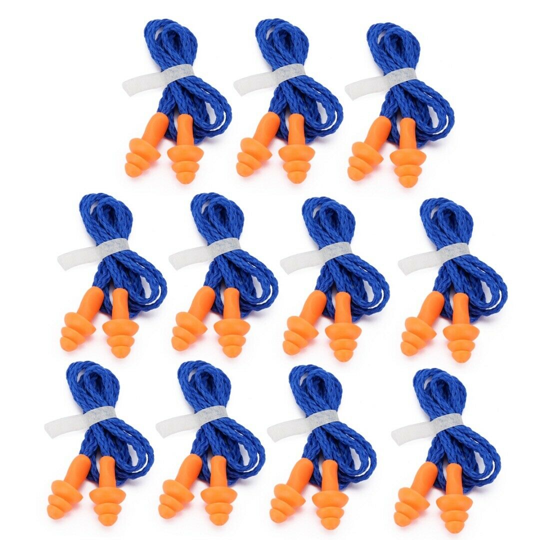 10Pcs Silicone Corded Ear Plugs Protection Earplugs隔音耳塞