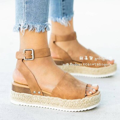 速卖通Wedges Shoes Women Sandals Plus Size High Heels Summer