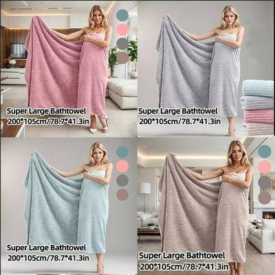 Super Large Bathtowel Velvet Bath Beach Towel Bathrobe Coral