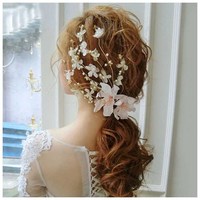 Korean fashion bride romantic wedding hair accessories