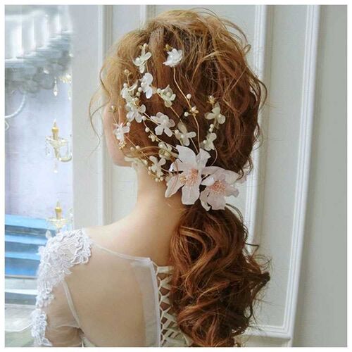 Korean fashion bride romantic wedding hair accessories