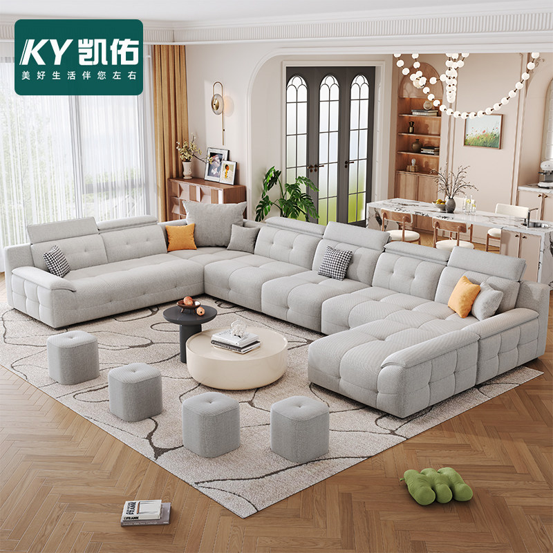 凯佑2025新款意式雪尼尔绒转角沙发奶油风简约大户型棉麻布艺沙发,住宅家具,布艺沙发,淘宝优惠券,粉丝福利购,淘宝优惠卷