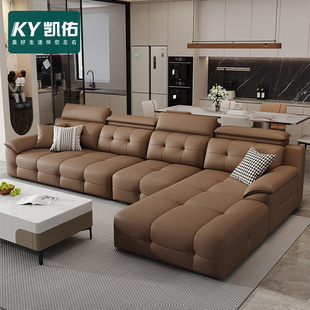 凯佑2025款佛山源头工厂高靠背劳伦斯转角贵妃沙发意式轻奢皮沙发