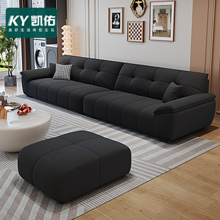 凯佑2025新款意式极简布艺沙发现代简约钢琴键雪尼尔绒布直排沙发