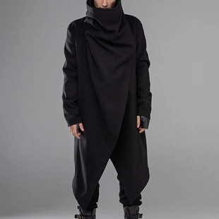 Men Cloak Coats Streetwear Turtleneck Cape Outerwear 5XL