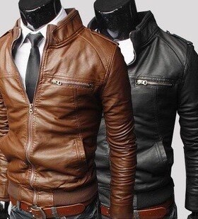 立领男皮夹克外套2018 autumn winter men leather jacket coats