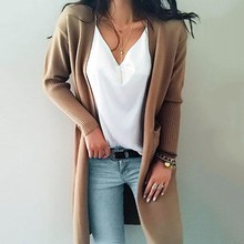 新款长款开衫毛衣女cardigan sweater women Жен свитер