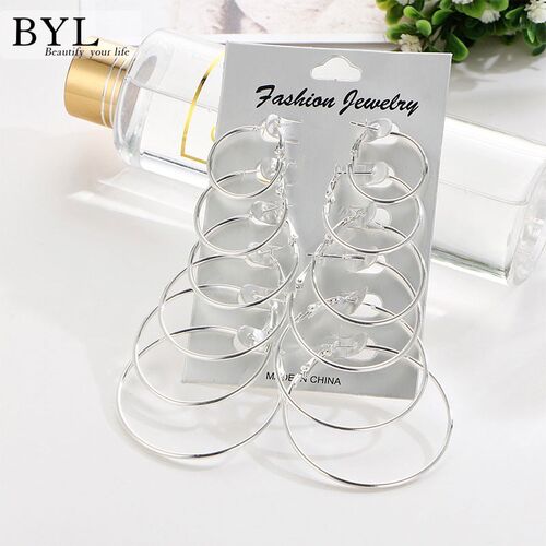 byl big size 6 set of circle alloy earings popheko