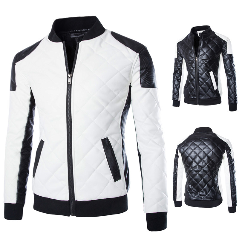 秋冬款M-5XL男士皮衣潮流水洗PU立领皮衣men pu leather jacket