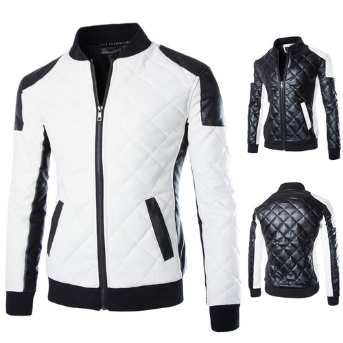 秋冬款M-5XL男士皮衣潮流水洗PU立领皮衣men pu leather jacket