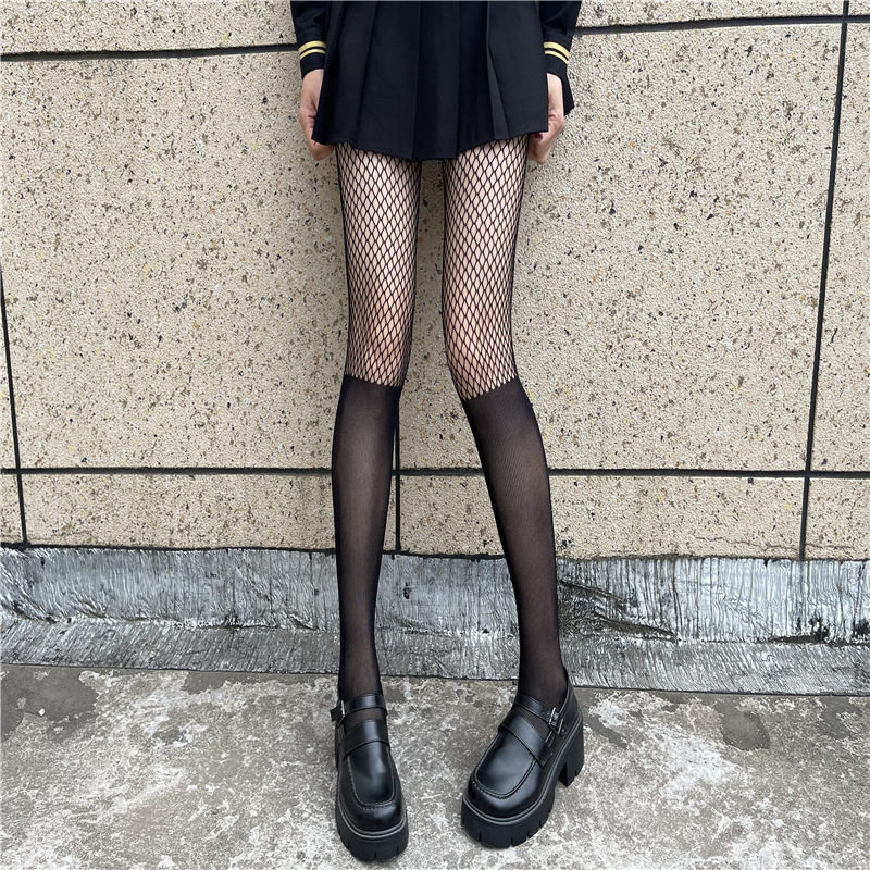 plus size stockings 渔网袜女性感丝袜薄假筒过膝连裤袜子防勾丝