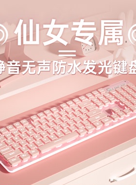 键盘女生办公静音打字粉色可爱笔记本电脑台式通用有线键鼠套装L1
