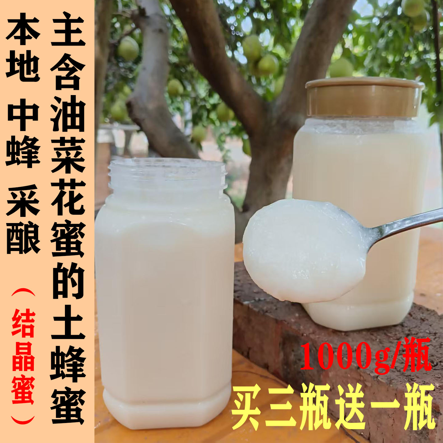 土蜂蜜纯正天然土蜂蜜O添加农家自产富含油菜花蜜结晶蜜 正宗原蜜
