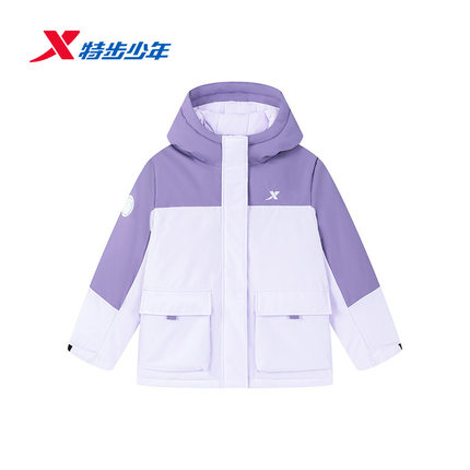 特步儿童女童羽绒服2025冬季新款中大童保暖连帽外套675424194284