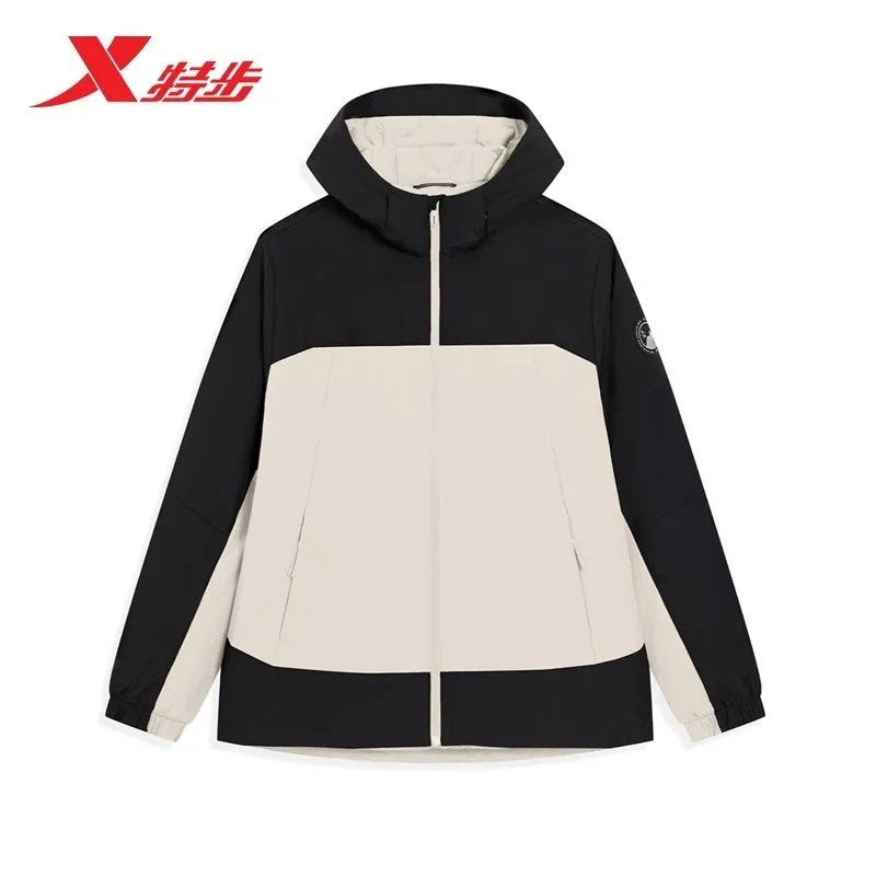 特步加绒冲锋衣男款外套2025冬新款保暖梭织连帽上衣975429160051