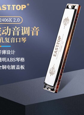 东方鼎新款24孔复音入门初学专业演奏口琴T2406K演奏学生用2.0版