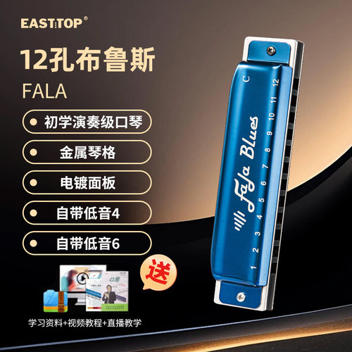 EASTTOP布鲁斯口琴12孔金属琴格