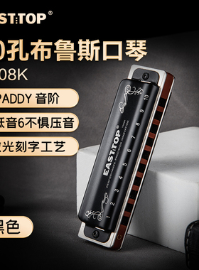 EASTTOP东方鼎正品蓝调初学布鲁斯十孔口琴学生入门专业演奏T008K