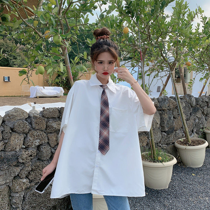 夏季短袖白色衬衫女学生