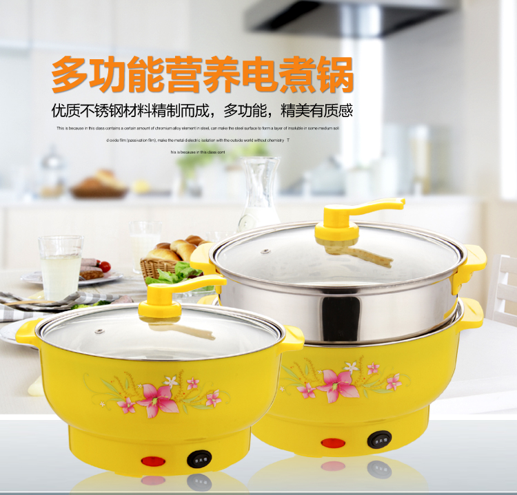 电煮锅电热锅不锈钢多功能一体锅迷你小家用电锅防干烧学生宿舍锅