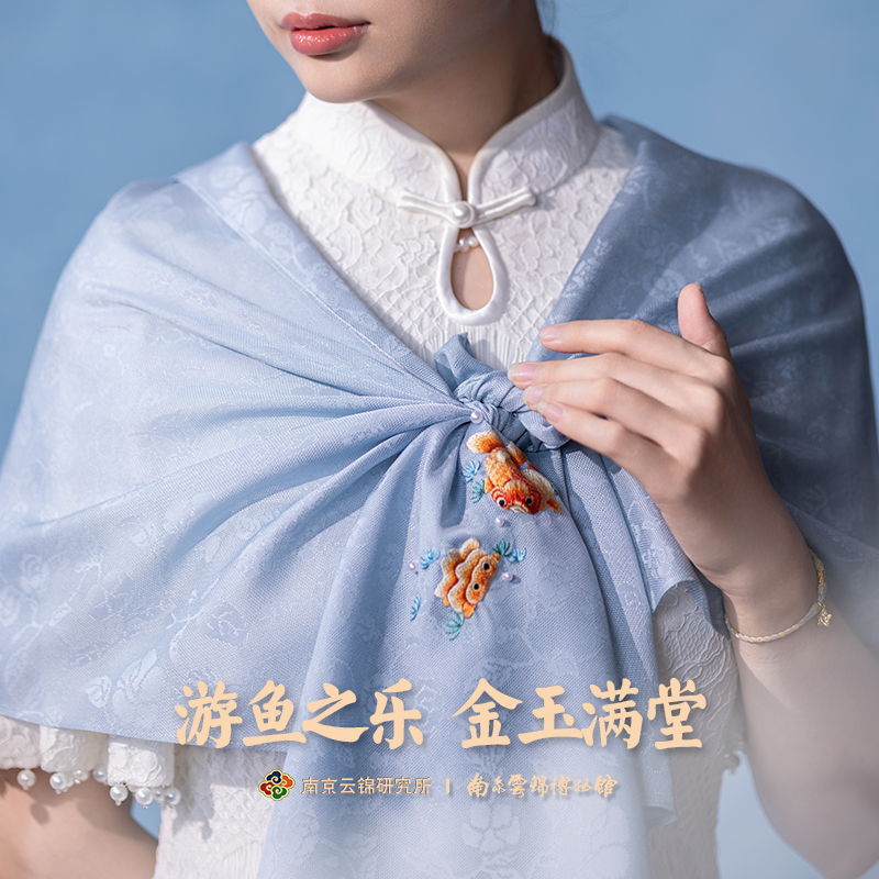 真丝围巾纱罗刺绣长丝巾