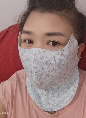 原创手工制作春夏超大护眼角护颈遮阳防絮双层纯棉布薄口罩可订制