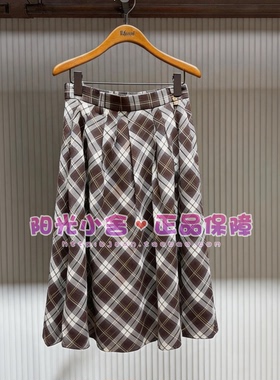 ELAND依恋正品26秋时尚气质格纹显瘦中长半裙EEWHG37E02 WHG37E02