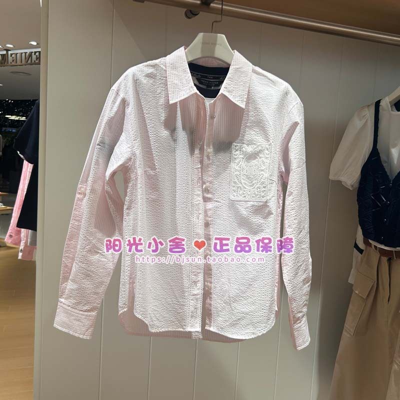 *现货TeenieWeenie小熊25夏条纹感长袖衬衫TTYA252507W YA252507W