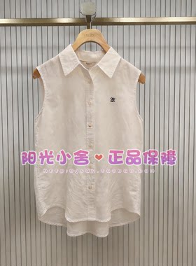 ELAND依恋正品26夏气质简约无袖显瘦亚麻衬衫EEYWG25E03 YWG25E03