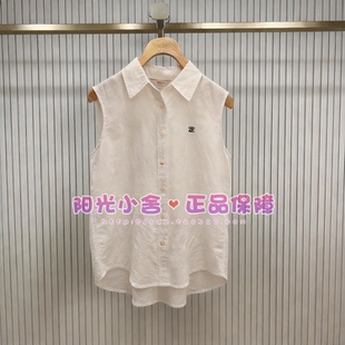 ELAND依恋正品26夏气质简约无袖显瘦亚麻衬衫EEYWG25E03 YWG25E03