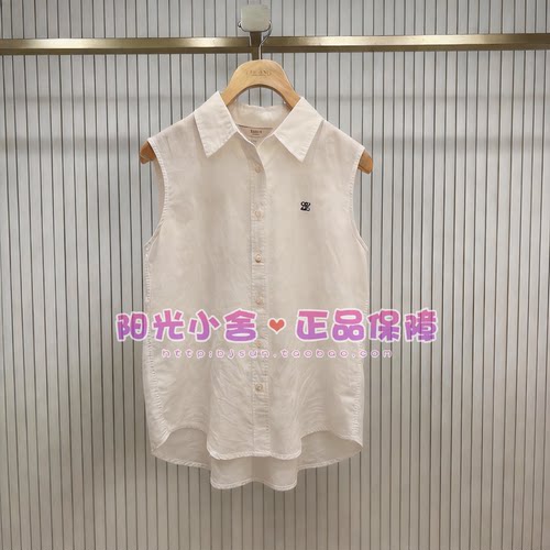 ELAND依恋正品26夏气质简约无袖显瘦亚麻衬衫EEYWG25E03 YWG37R33