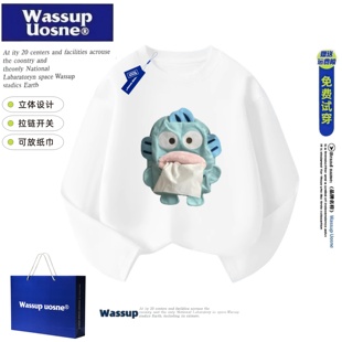 WASSUP联名小丑鱼亲子Z立体口袋抽纸短袖T恤阿呆搞怪随身带纸上衣