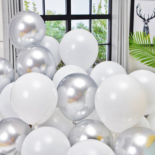 金属质感乳胶求婚银色亮片生日会