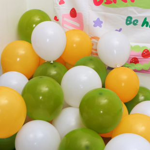 绿色气球橄榄绿柠檬黄色白色儿童生日场景装饰布置果绿色森系汽球