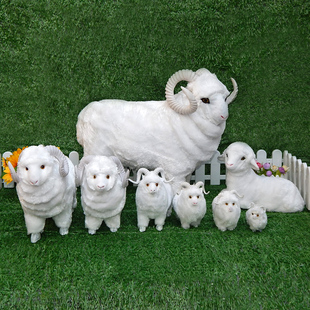仿真绵羊摆件三羊开泰小羊玩偶公仔摆设摄影道具场景装饰动物模型
