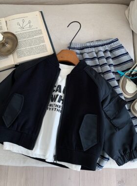 英国KABEI TREE男童外套2026新款春秋季男孩棒球服儿童痞帅夹克衫