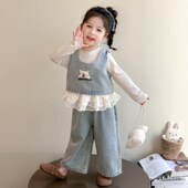 TREE女童套装 宽松阔腿裤 休闲三件套春秋季 英国KABEI 时髦2026新款