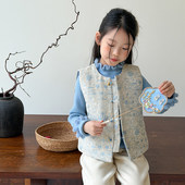 国风外穿冬过年拜年服保暖套装 英国KABEI TREE女童国风马甲新中式