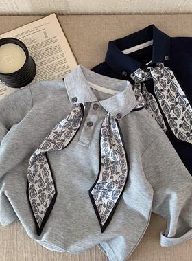 英国KABEI TREE儿童长袖POLO衫2026新款春秋季男女童衬衫洋气潮范