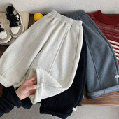 TREE儿童阔腿裤 男女童裤 子加绒加厚宝宝休闲裤 英国KABEI 洋气长裤