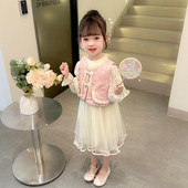 英国KABEI 裙子潮 春秋季 TREE女童连衣裙套装 网纱洋气小香风新中式