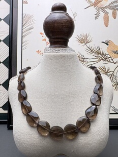 稀有款～老矿巴西茶晶精工随形塔链diy手串项链半成品 约12～17mm