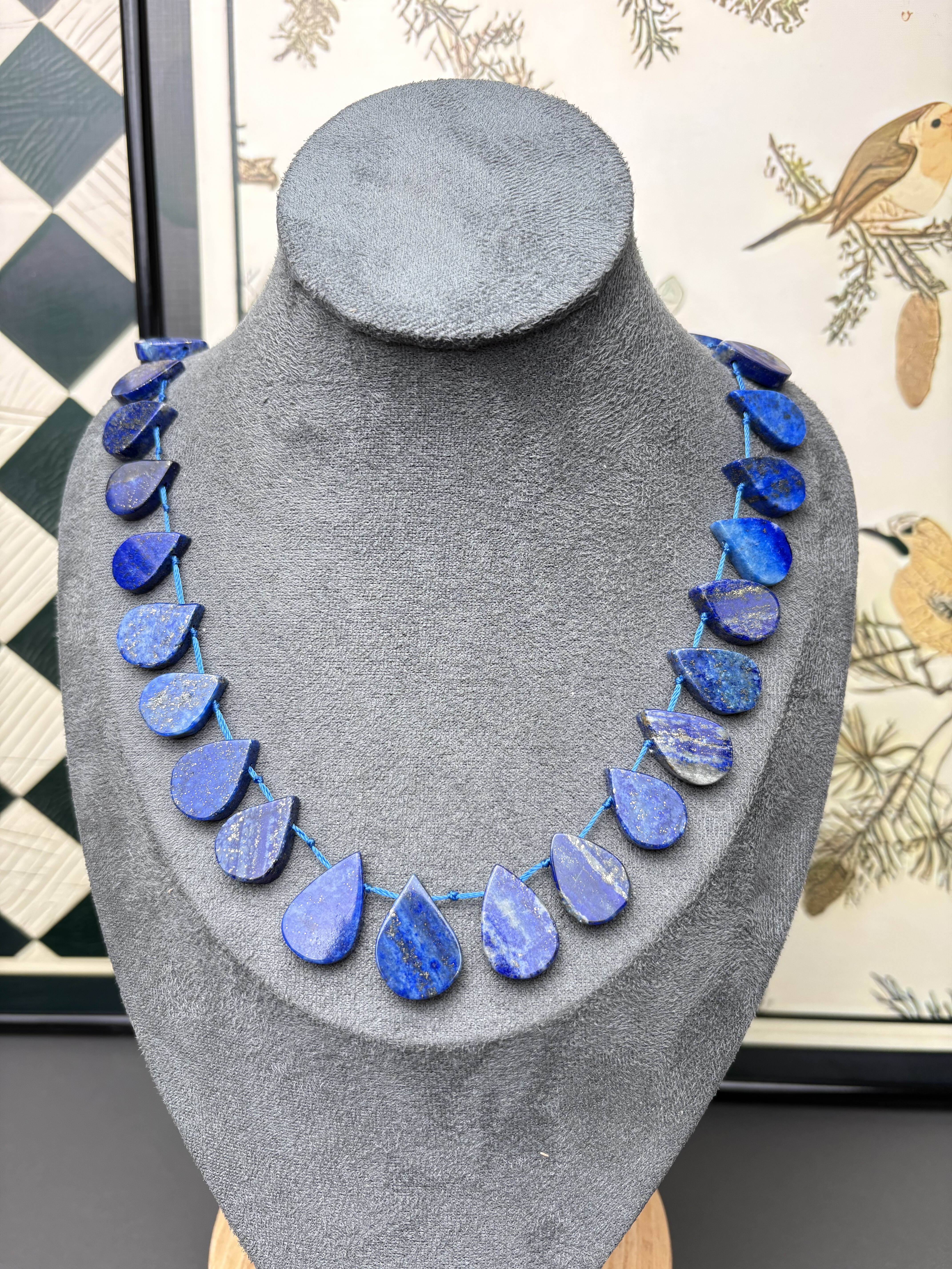 天然手工阿富汗青金石横孔水滴小裙子塔链diy手串项链搭配半成品