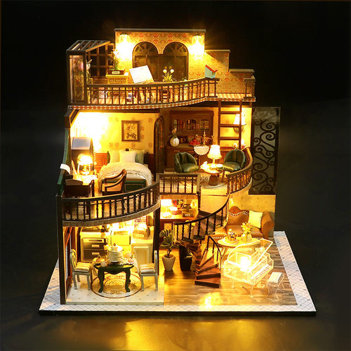 m213筑梦高阁diy手工拼装木质小屋3d立体欧式拼装小屋跨境玩具