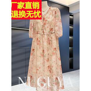 短袖 女式 连衣裙新款 大码 中 时尚 西式 休闲中长妈妈服雪纺连衣裙夏装