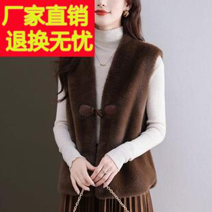 马甲皮草外套女秋冬年轻款皮毛一体大衣仿水貂绒时尚洋气马夹上衣