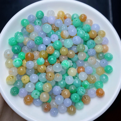 冰种飘花翡翠圆珠算盘珠DIY配件