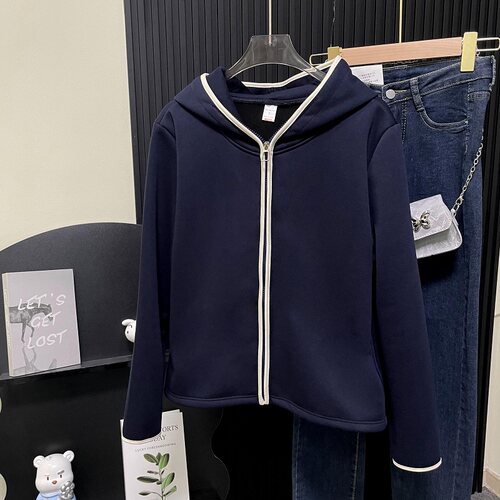 设计感小众减龄休闲上衣大码修身新款今年流行连帽卫衣外套春季